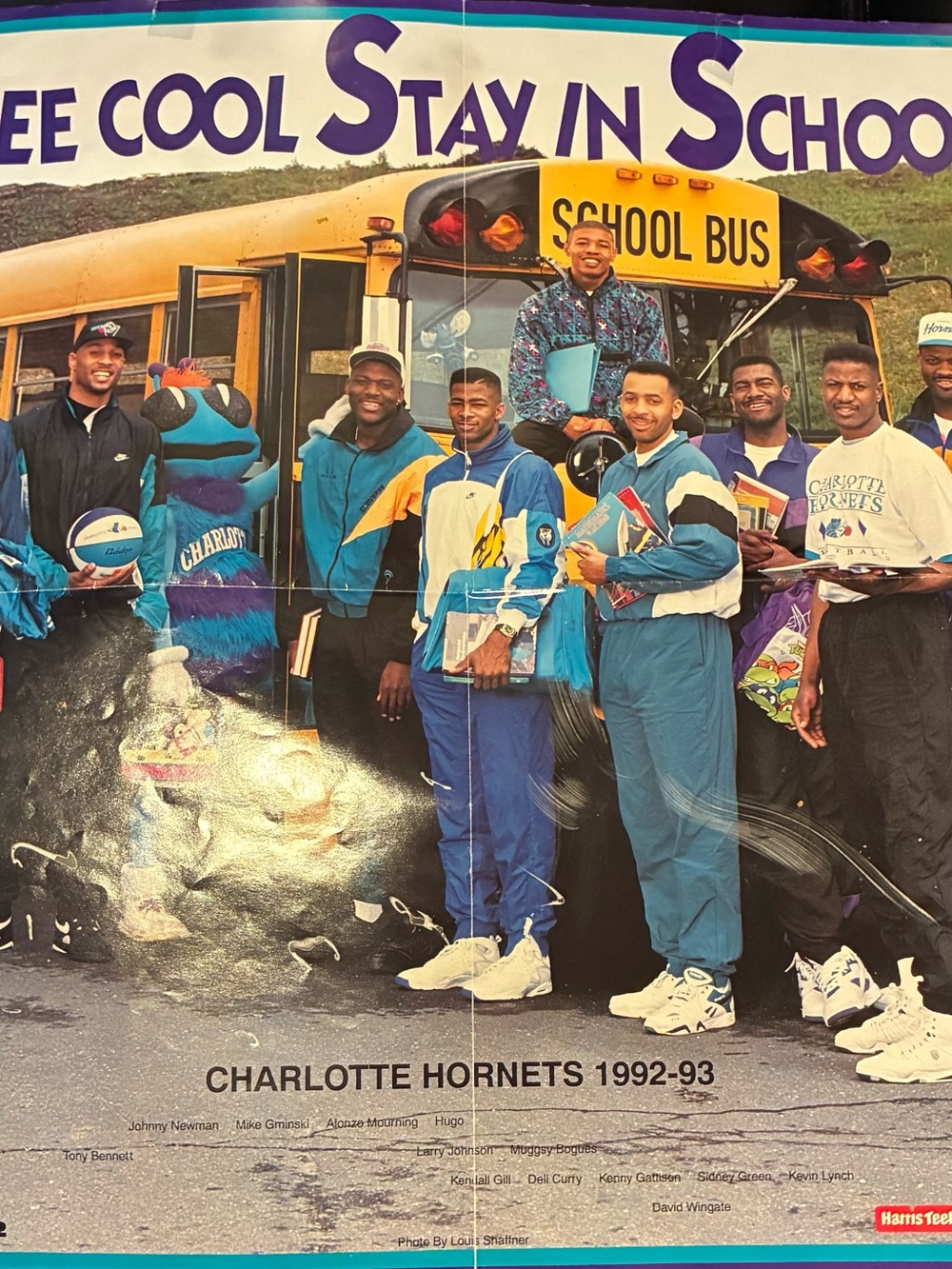 Charlotte Hornets 1992-93 Team Poster - Retro Blue & Teal